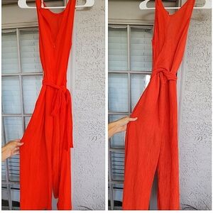 Lush Elegant Red Jumpsuit With Tie Back Sleeveless. EUC
